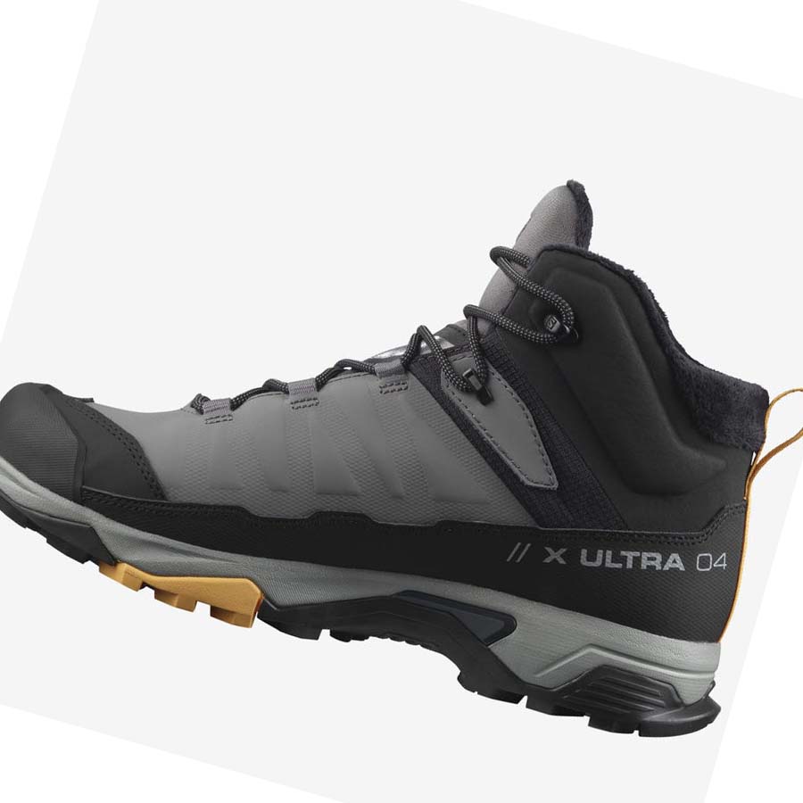 Salomon X ULTRA 4 MID WINTER THINSULATE™ CLIMASALOMON™ WATERPROOF Erkek Kışlık Botlar Siyah Gri | TR 3376XYU